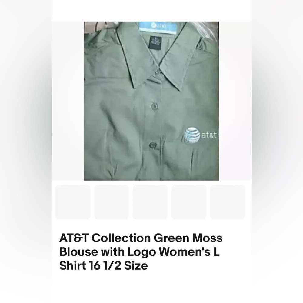 AT&T BRANDED Women's MOSS Green Button Down Shirt